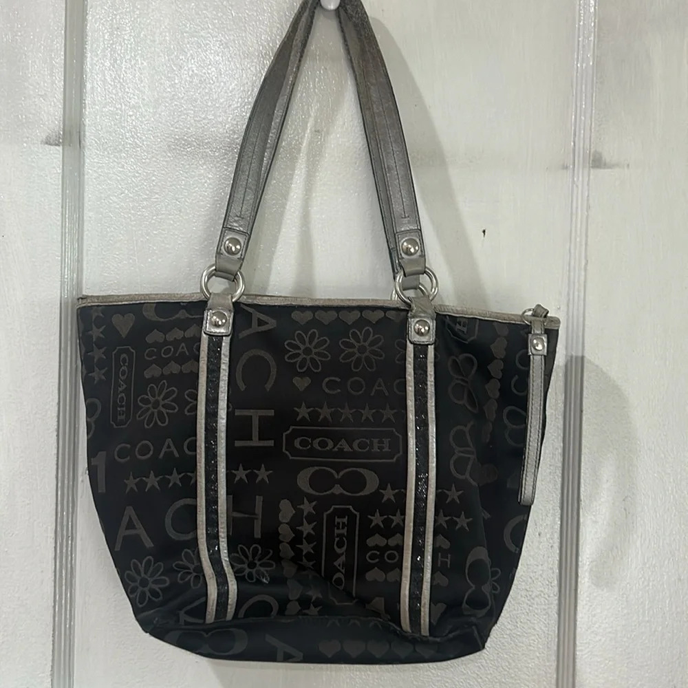 COPY - Coach Black Tote Bag with Metallic Accents - Picture 3 of 17